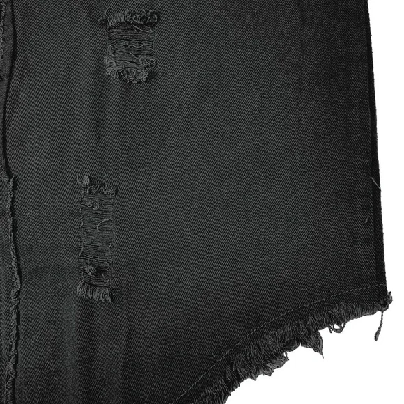 Distressed Black Denim Jacket Sz 14 - Picture 5 of 11